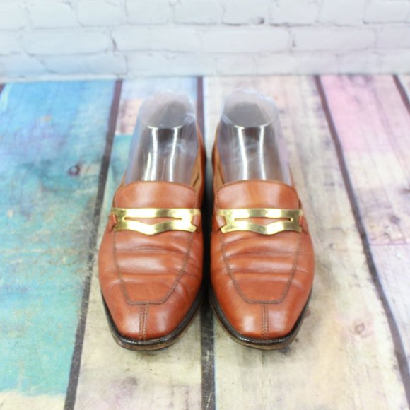 Battaglia Shoes - Battaglia Brown Leather Square Toe Slip on Loafer Shoes Size 7 EU 38